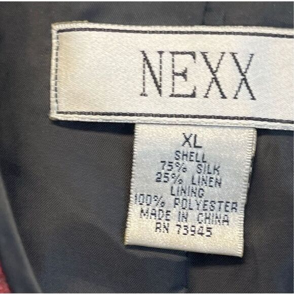 NEXX Women’s Jacket XL Black Red Floral Silk Linen Blend Open Front Quilted - Picture 4 of 11